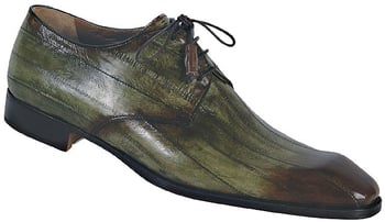 Mauri "1056" Hand Painted Dark Brown / Green Genuine Eel Shoes