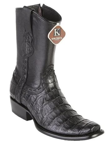 King Exotic Black Genuine Fuscus Caiman Belly Dubai Square Toe Cowboy Boots 479B8205