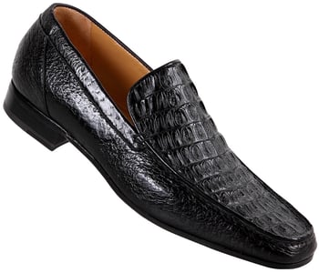 Mauri 3972 Black Hornback Crocodile / Pecary Loafer Shoes