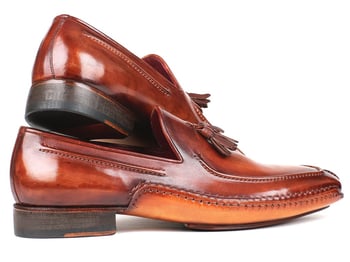 Paul Parkman ''082-BRW" Brown Genuine Leather Moc-Toe Tassel Loafers.