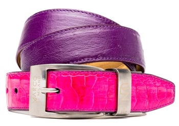 Marco Di Milano Alessio Belt Pink / Purple Genuine Ostrich Exotic Belt