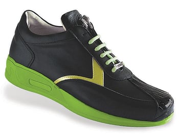 Mauri "Piazza" M704 Black / Crispy Green Genuine Baby Crocodile / Calfskin / Patent Leather Sneakers With Silver Hardware