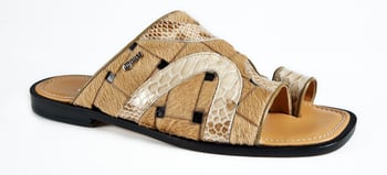 Mauri "1365/1" Beige Genuine Pony / Fabric Open Toe Slide-In Sandals.