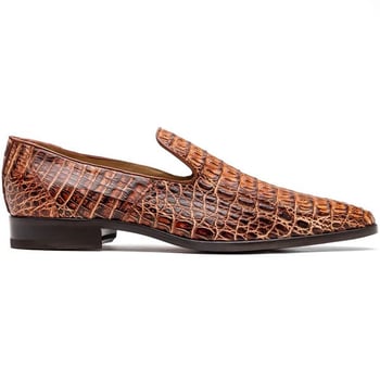 Marco Di Milano "Trento" Rustic Cognac Genuine Caiman Crocodile Slip On