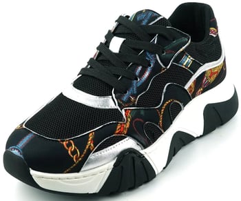 Fiesso FI-2404 Black Multi Lace-Up Low-Cut Sneaker
