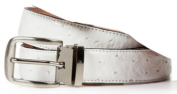 Mauri "100/35" White Genuine Ostrich Belt