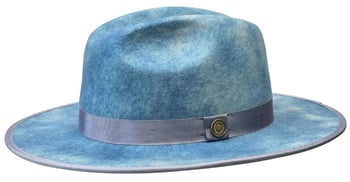 Bruno Capelo Aqua / White Bottom Acid Washed Wool Fedora Dress Hat MO-223