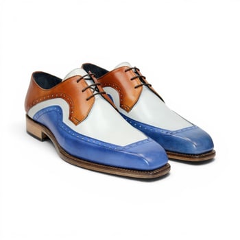 Duca Di Matiste Velletri Blue Combo Calf Leather Dress Shoes