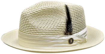 Bruno Capelo Cream Braided Straw Fedora Hat JU-923