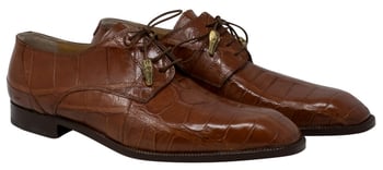 Mauri "Earth" 3046 Dark Cognac Genuine Body Alligator Lace-up Shoes.