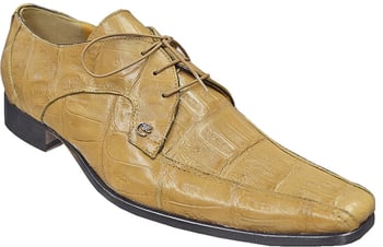 Mauri "M757" Camel All-Over Genuine Crocodile Lace-up Shoes.