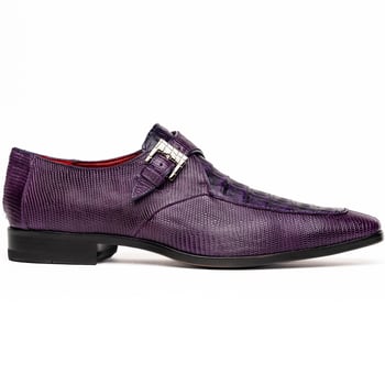 Marco Di Milano "Toluca" Purple Genuine Caiman Crocodile And Lizard Dress Shoes