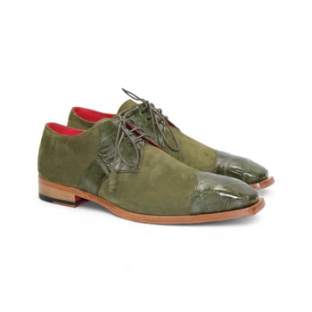Fennix Landon Olive Genuine Alligator & Italian Suede Derby Shoes
