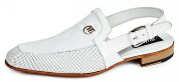 Mauri "Venere" 4798 White Genuine Body Alligator / Calfskin Perforated Sandals.