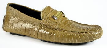 Mauri "3425/1" Khaki Genuine Ostrich Leg Dress Casual Loafers Shoes.