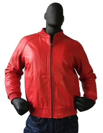 G-Gator Red Genuine Lambskin Varsity Baseball Bomber Jacket 1051.