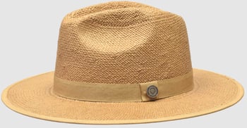 Bruno Capelo Camel / Bone Bottom Flat Brim Straw Fedora Hat KI-522