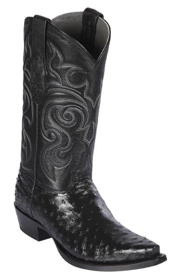 Los Altos Black Genuine Full Quill Ostrich Snip Toe Cowboy Boots 940305