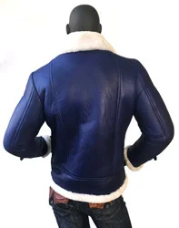 G-Gator Cobalt Blue Genuine Sheepskin Aviator Bomber Jacket 6300.