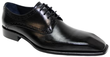 Duca Di Matiste "Varazze" Black Genuine Italian Calfskin Lace-Up Derby Shoes.