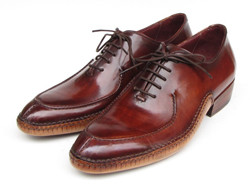 Paul Parkman 054 Burgundy Genuine Leather Handsewn Split-Toe Oxford Shoes