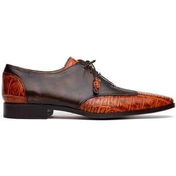 Marco Di Milano ''Anzio'' Brandy Genuine Alligator and Calfskin Dress Shoes