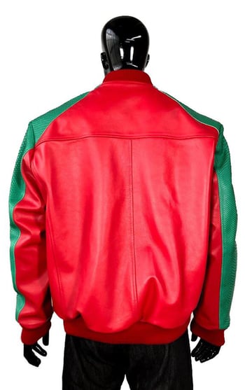 G-Gator Green / Red Genuine Python Bomber Motorcycle Jacket 2050.