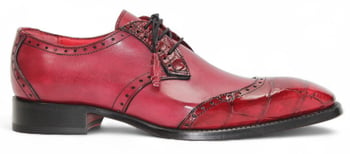 Fennix Italy Jax Antique Red Genuine Alligator Leather Derby Shoes