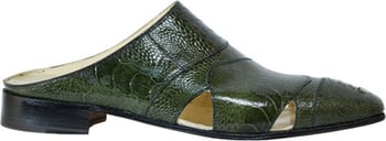 Mauri "2148" Olive All-Over Genuine Ostrich Leg Half Shoes