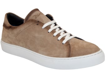 Duca Di Matiste "Cremona" Beige Genuine Italian Suede Leather Sneakers.