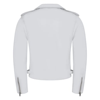 G-Gator 3013 White Genuine Leather Motorcycle Jacket Asymmetrical Zip