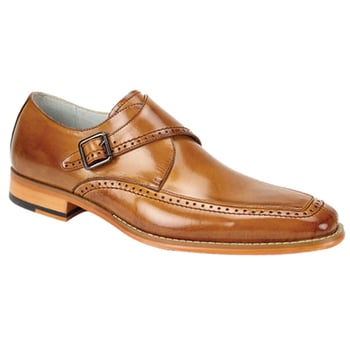 Giovanni "Amato" Tan Genuine Calfskin Monk Strap Slip-On Shoes.