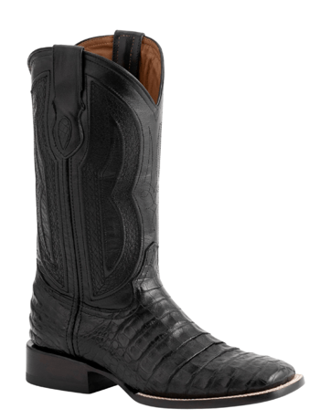 Ferrini Dakota Black Genuine Caiman Crocodile Square-Toe Cowboy Boots 12493-04