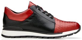 Belvedere "Titan" Black / Red Genuine Crocodile / Soft Calf Casual Sneakers 33631.