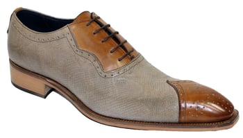 Duca Di Matiste Marino Cognac Neutro Calfskin Hand-Stitched Lace-Up Oxford Shoes