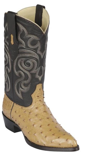 Los Altos Antique Saddle Genuine Full Quill Ostrich J Toe Cowboy Boots 990353