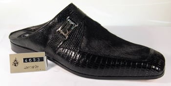 Mauri Black Genuine Pony Hair / Lizard Half Shoes 4653.