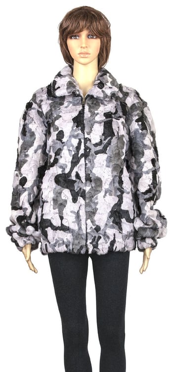 Winter Fur Ladies Diamond Mink Camo Print Jacket W49S05CA.