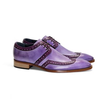 Duca Di Matiste "Savona" Lavender / Purple Genuine Italian Calfskin Wingtip Lace-Up Derby  Shoes.