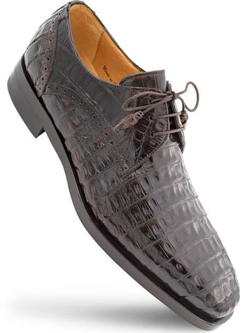 Mezlan "Golfo" Brown Genuine Crocodile Leather Derby Shoes 4967-F.