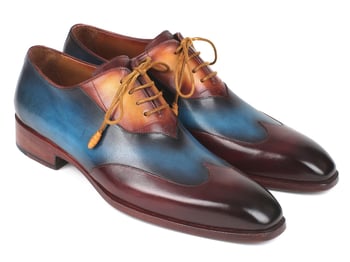 Paul Parkman "AL3249TU" Burgundy / Blue / Camel Wingtip Oxfords Shoes.