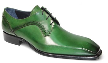 Duca Di Matiste "Spada" Green Genuine Italian Calf Leather Lace-Up Dress Shoes.