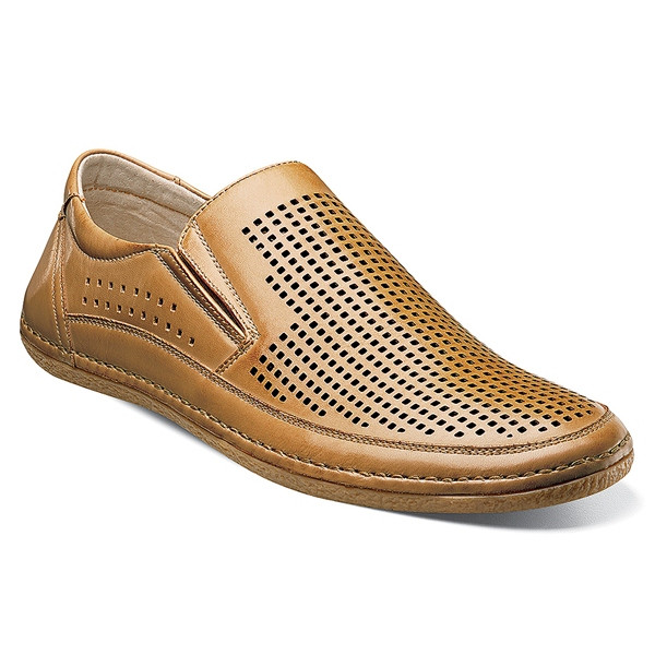 Stacy Adams Men’s Tan Perforated Slip-On Loafers Stacy Adams Men main image 2