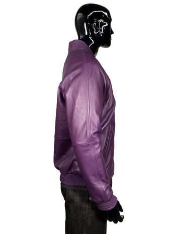 G-Gator Purple Genuine Lambskin Leather Baseball Varsity Bomber Jacket 1051.