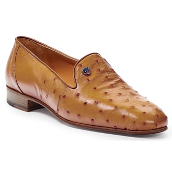 Mauri "4516/5" Buttercup Genuine Ostrich Loafer Shoes.