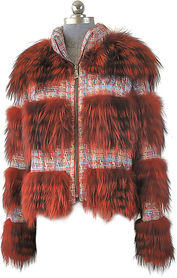 Winter Fur Ladies Dyed Red Genuine Raccoon Jacket W02S01RD.