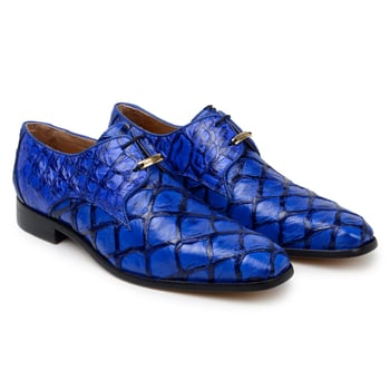 Belvedere "Renzo" Royal Blue Genuine Pirarucu Lace Up Derby's Shoes