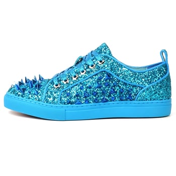 Fiesso Blue Glitter Blue Spikes Low Cut Sneaker FI2429.