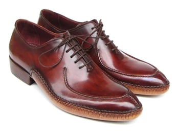 Paul Parkman Burgundy Genuine Leather Men's Side Handsewn Split-toe Oxford Dress Shoes 054-BUR