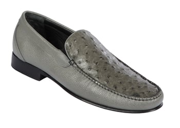 Lombardy Grey Genuine Quill Ostrich / Leather Penny Loafer Shoes ZLA040309.